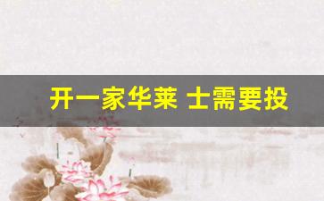 开一家华莱 士需要投资多少钱